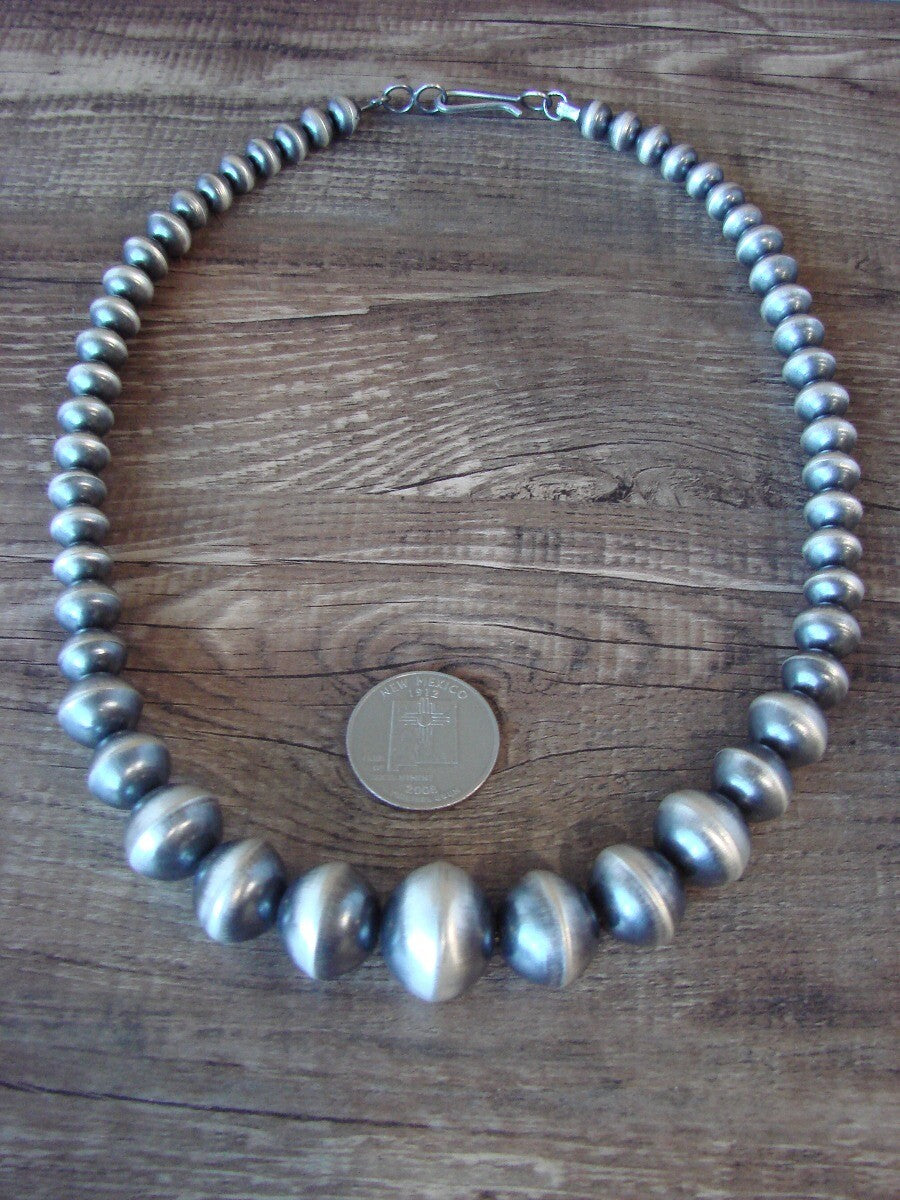 Graduated Sterling Silver Navajo Pearl 20" Necklace by Preston Haley