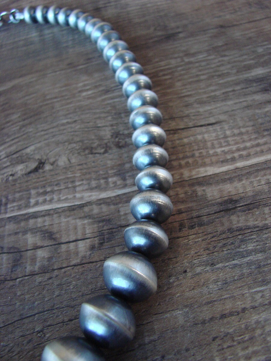Graduated Sterling Silver Navajo Pearl 20" Necklace by Preston Haley
