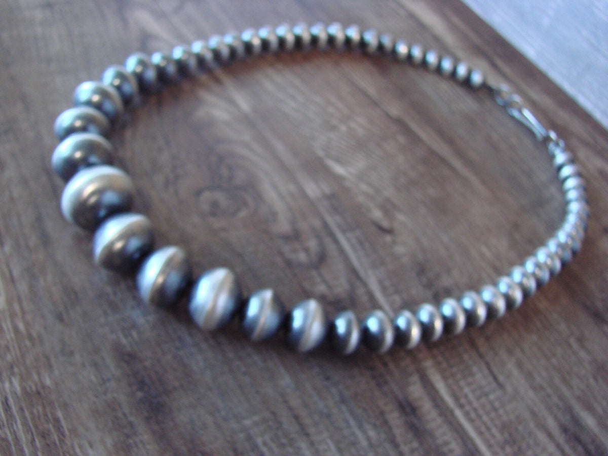 Graduated Sterling Silver Navajo Pearl 20" Necklace by Preston Haley