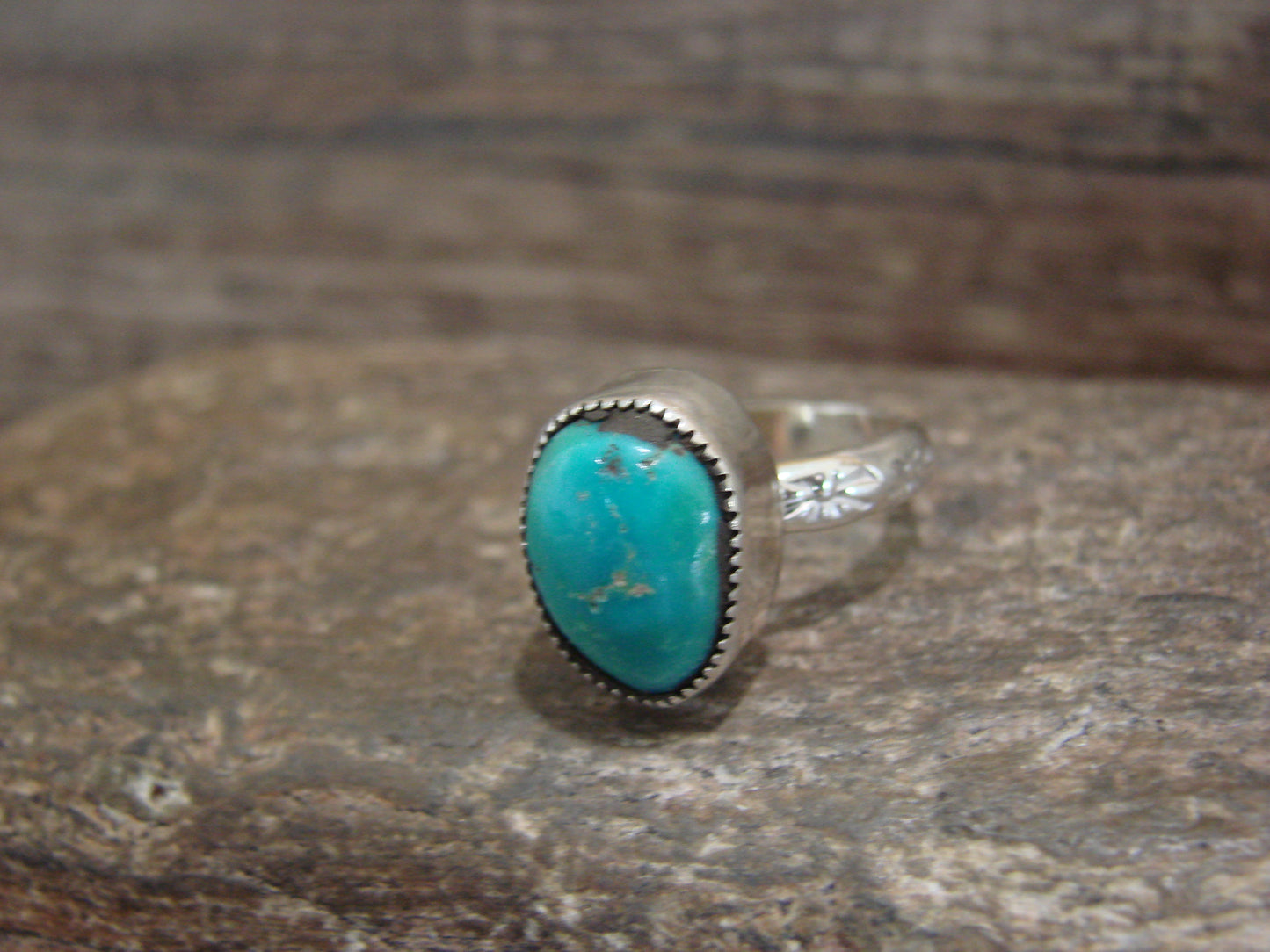 Native American Sterling Silver & Turquoise Ring by Pino - Size 5