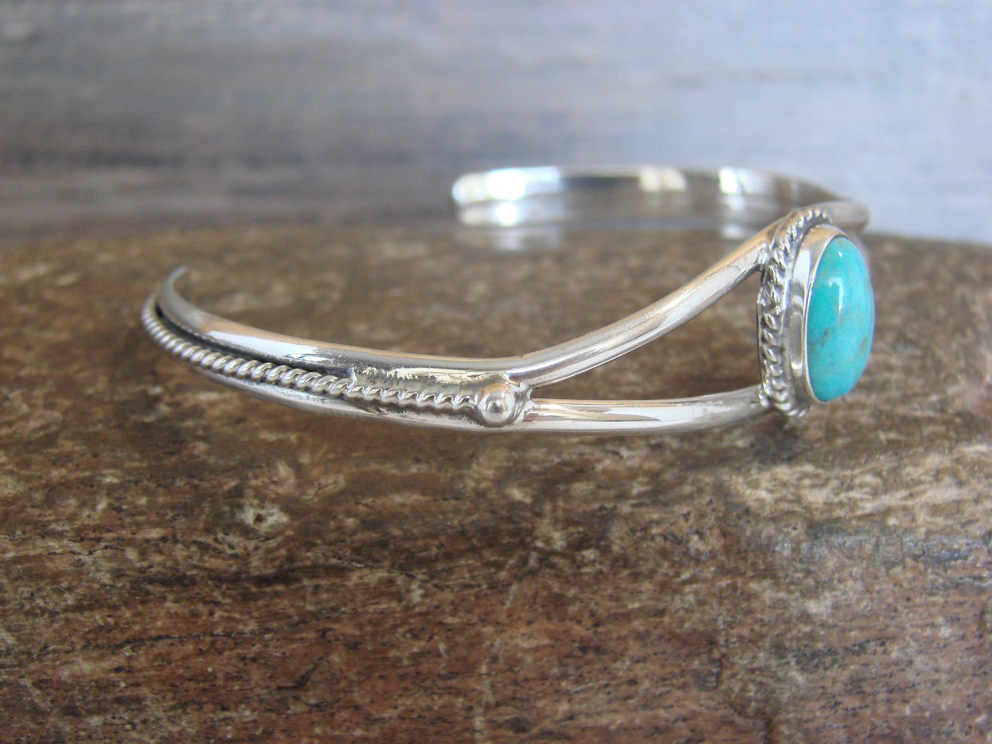 Native American Sterling Silver & Turquoise Bracelet by Henio