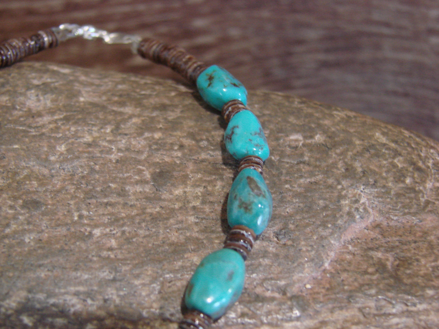 Native American Sterling Silver Turquoise Nugget Stone Bracelet by Coriz