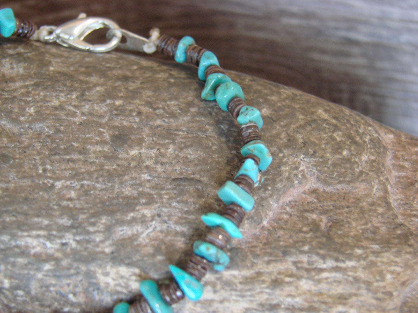 Native American Sterling Silver Turquoise Nugget Stone Bracelet by Coriz