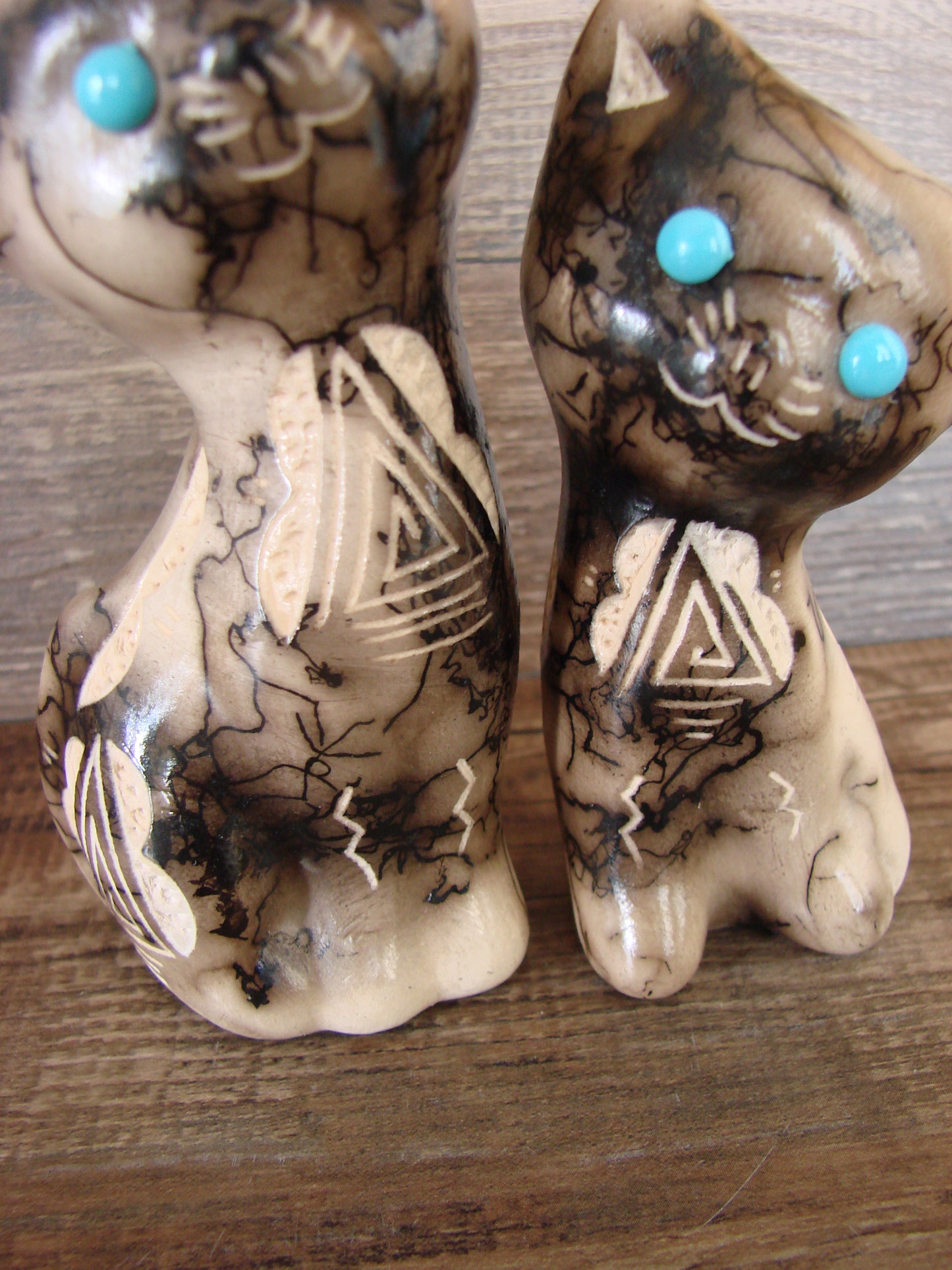Native American Horse Hair Cat Pottery Set by Vail