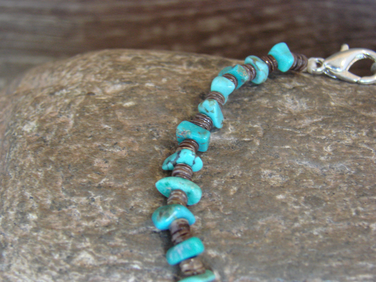 Native American Sterling Silver Turquoise Nugget Stone Bracelet by Coriz
