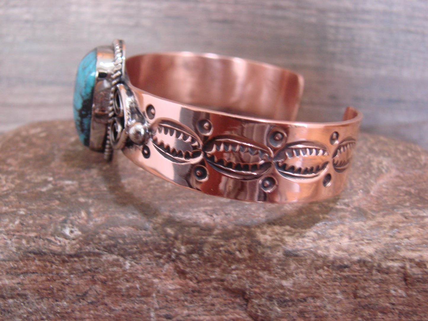 Native American Copper & Turquoise Bracelet by Cleveland