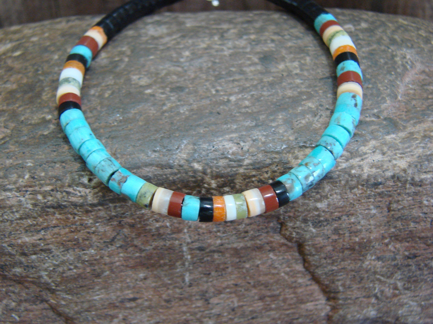 Native American Turquoise Heishi Bracelet by Calabaza