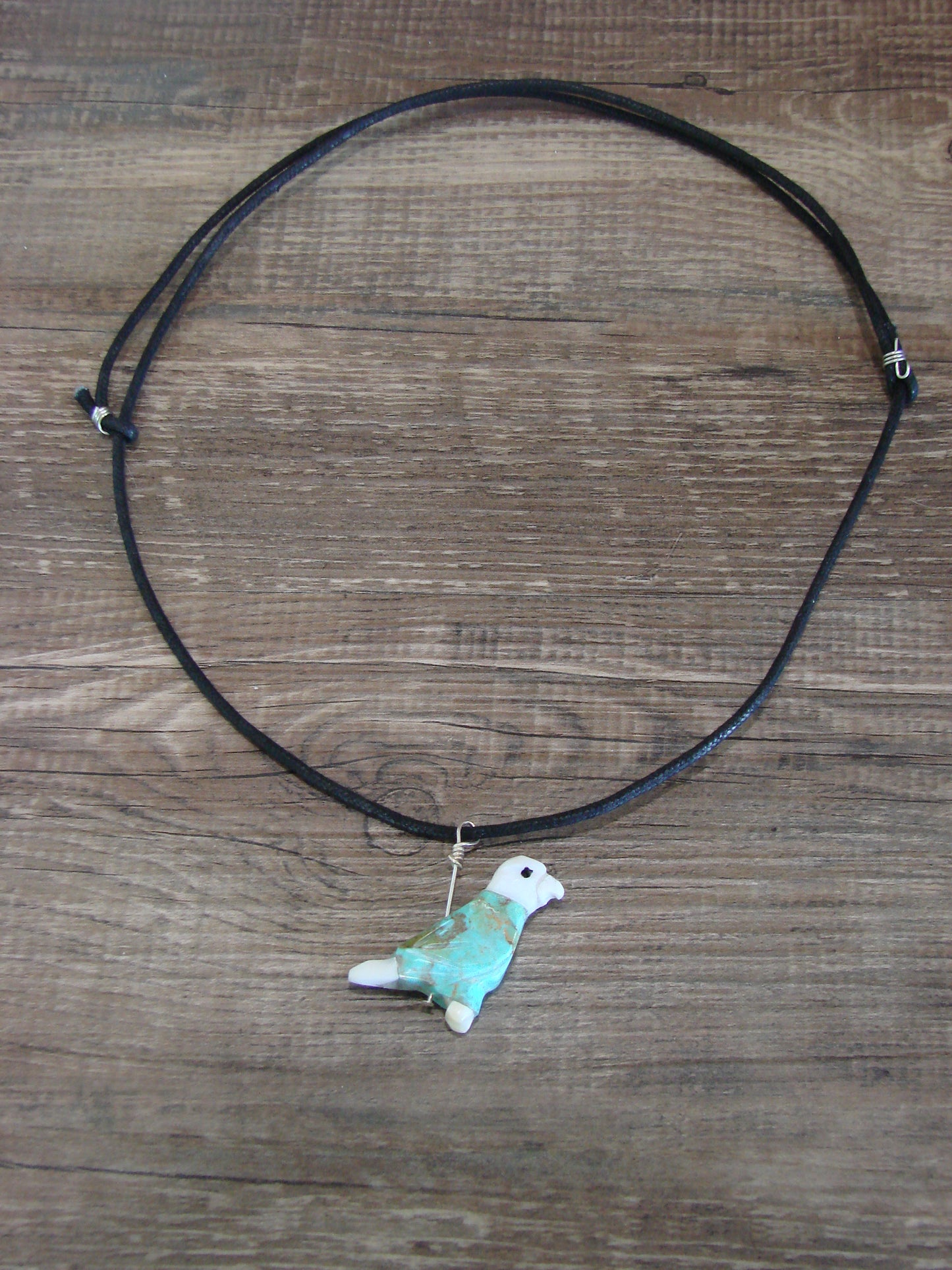 Hand Carved Turquoise Eagle Fetish Necklace by Matt Mitchell