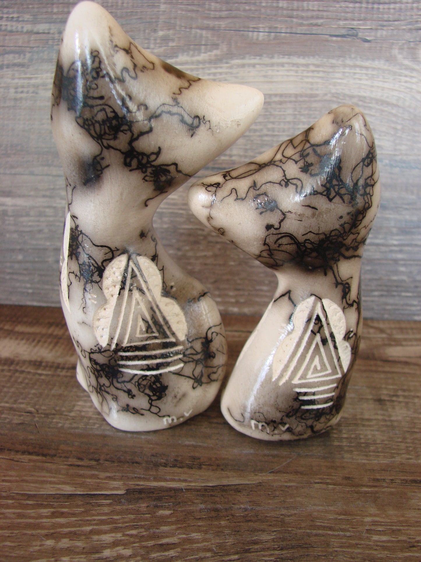 Native American Horse Hair Cat Pottery Set by Vail