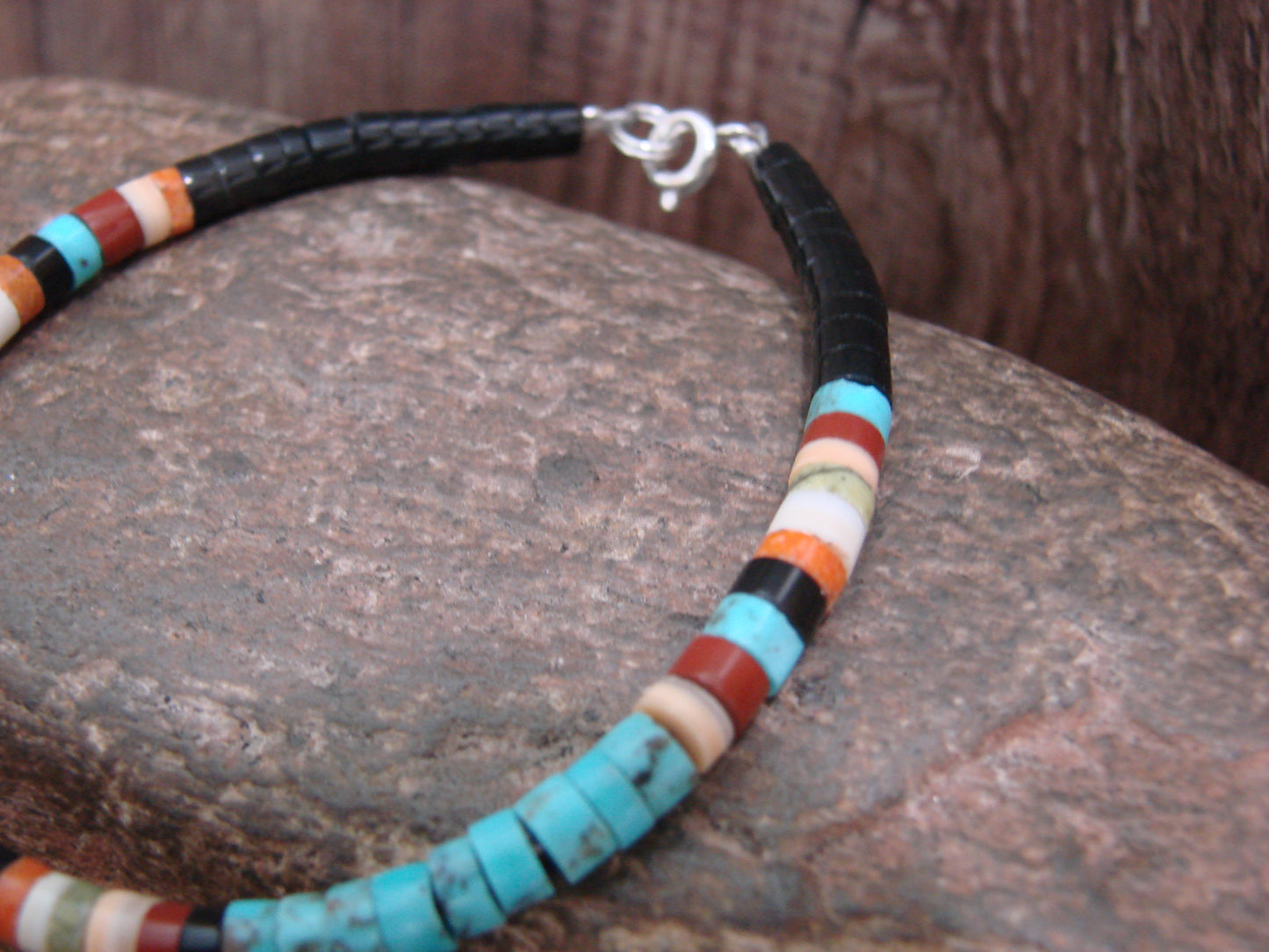 Native American Turquoise Heishi Bracelet by Calabaza