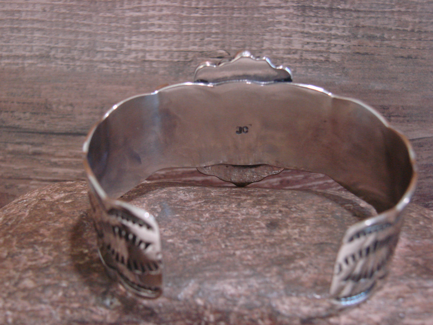 Native American Nickel Silver & Turquoise Bracelet by Cleveland