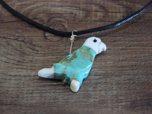 Hand Carved Turquoise Eagle Fetish Necklace by Matt Mitchell