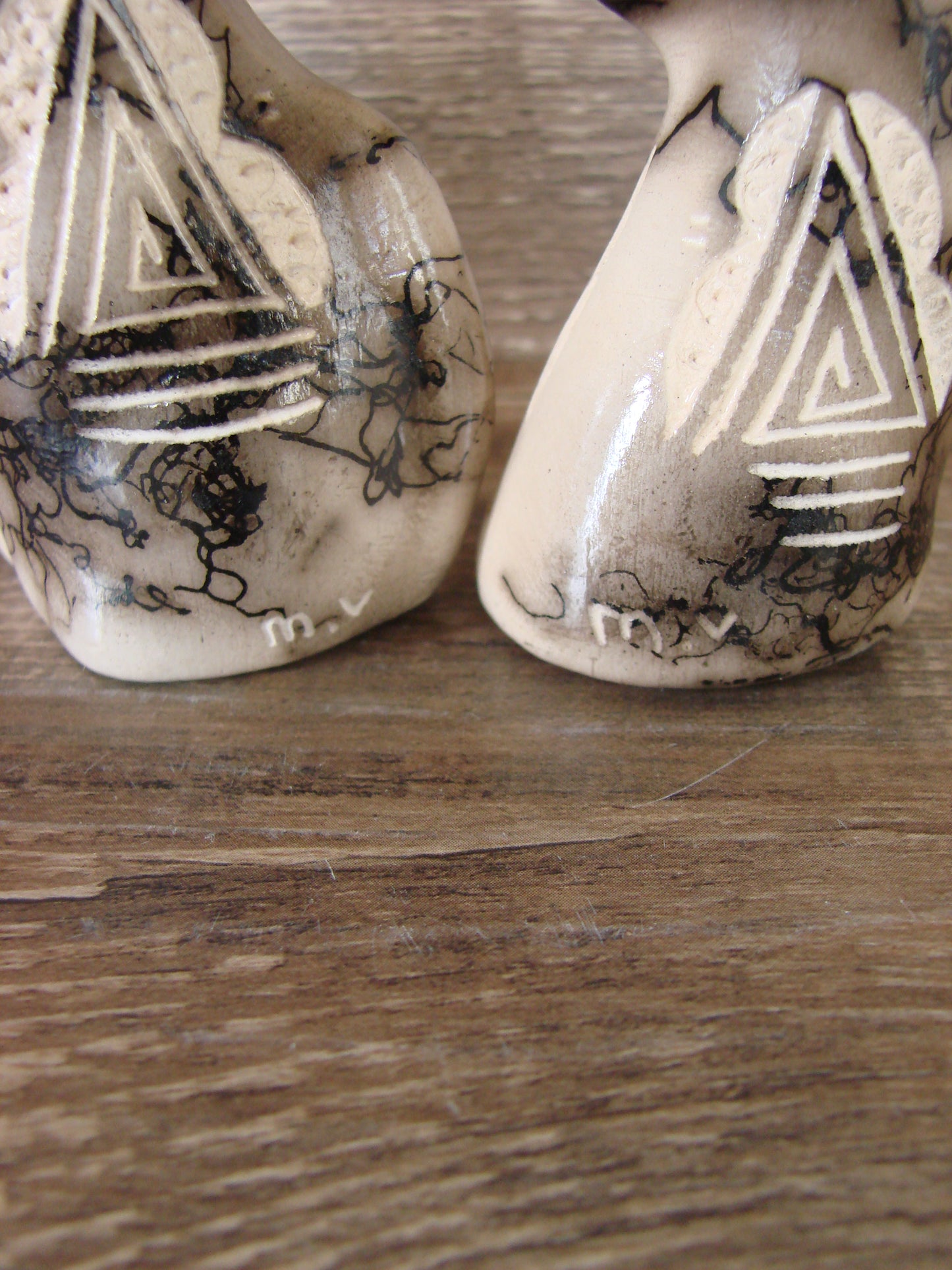 Native American Horse Hair Cat Pottery Set by Vail