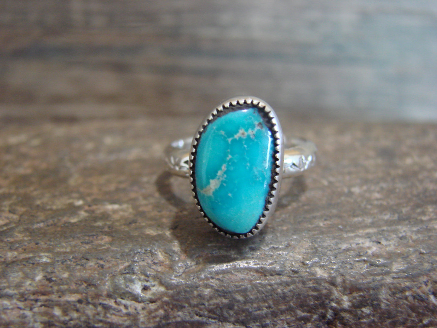 Native American Sterling Silver & Turquoise Ring by Pino - Size 5