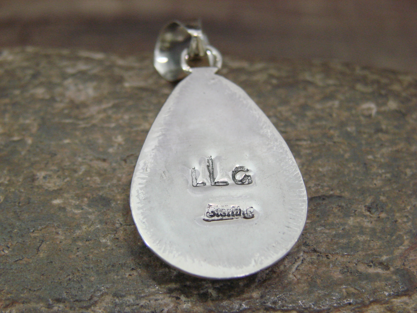 Native American Sterling Silver & Turquoise Inlay Pendant by Lamy