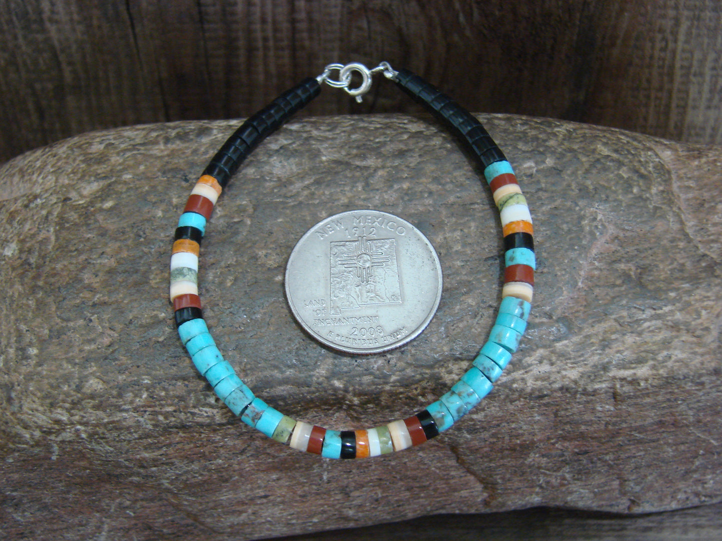 Native American Turquoise Heishi Bracelet by Calabaza