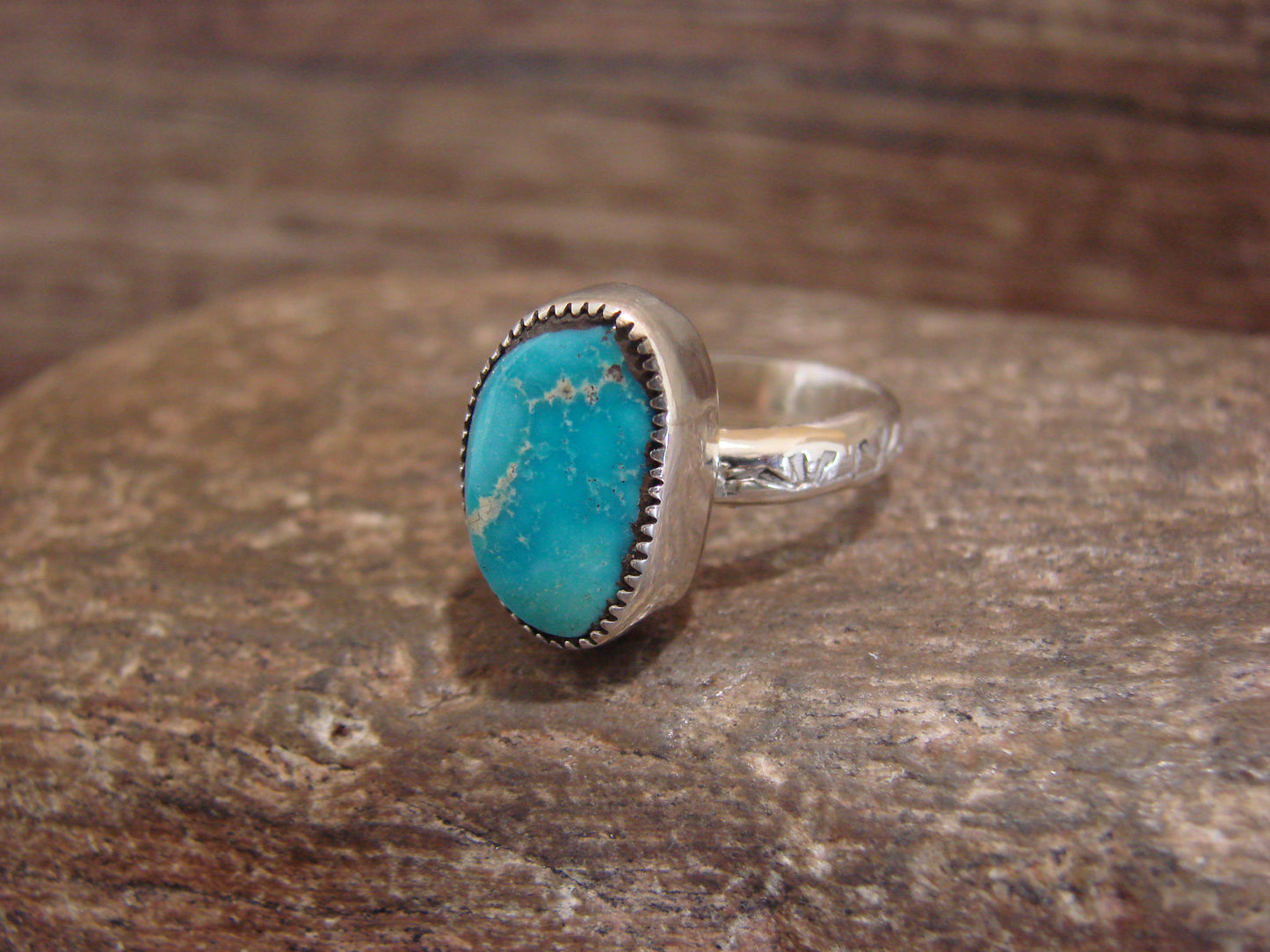 Native American Sterling Silver & Turquoise Ring by Pino - Size 5