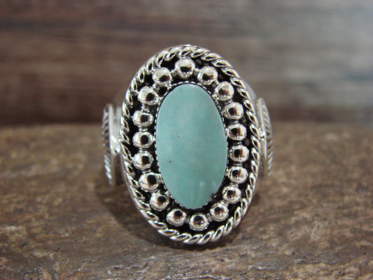 Native American Sterling Silver & Turquoise Ring by Yazzie - Size 10