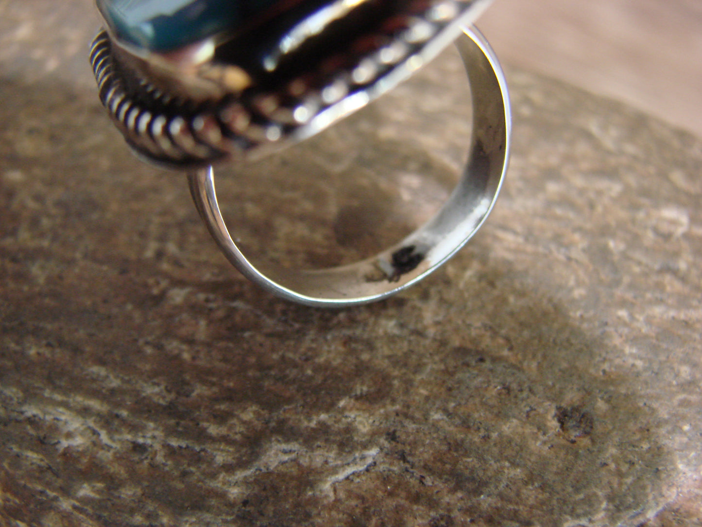 Native American Nickel Silver & Turquoise Ring Size 6.5 - Cleveland