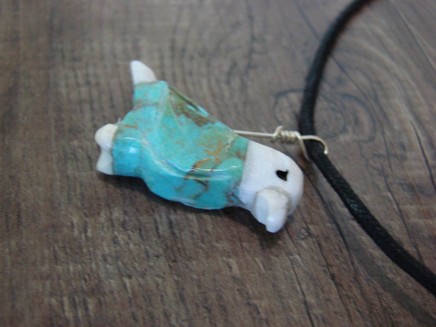 Hand Carved Turquoise Eagle Fetish Necklace by Matt Mitchell