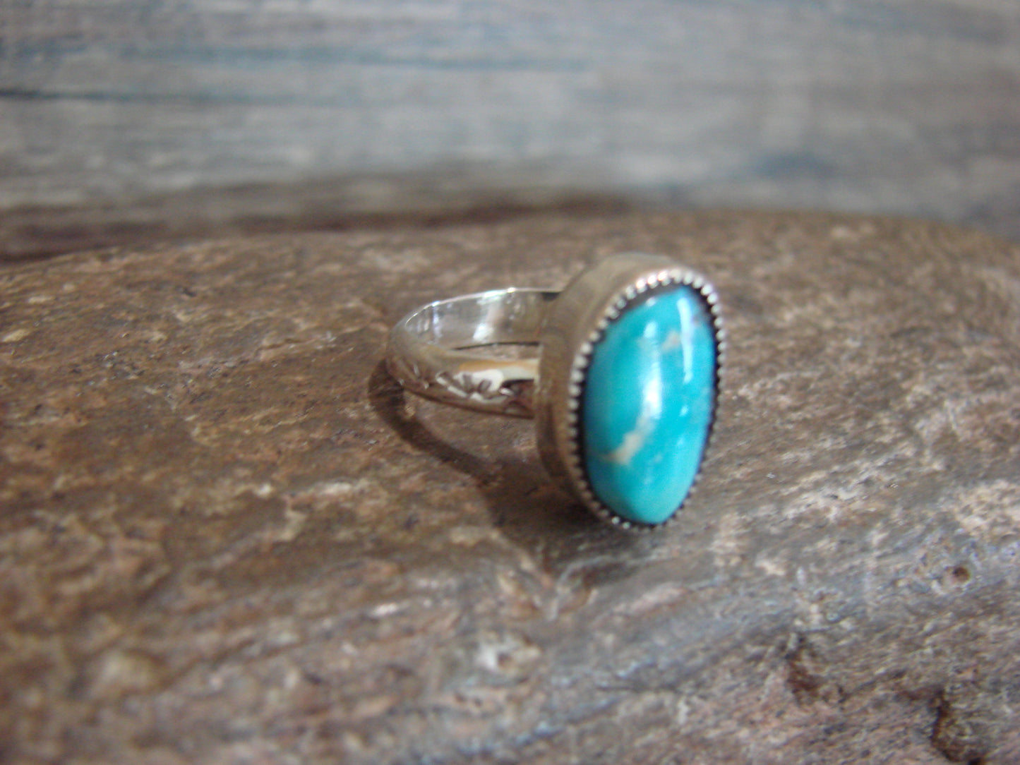 Native American Sterling Silver & Turquoise Ring by Pino - Size 5