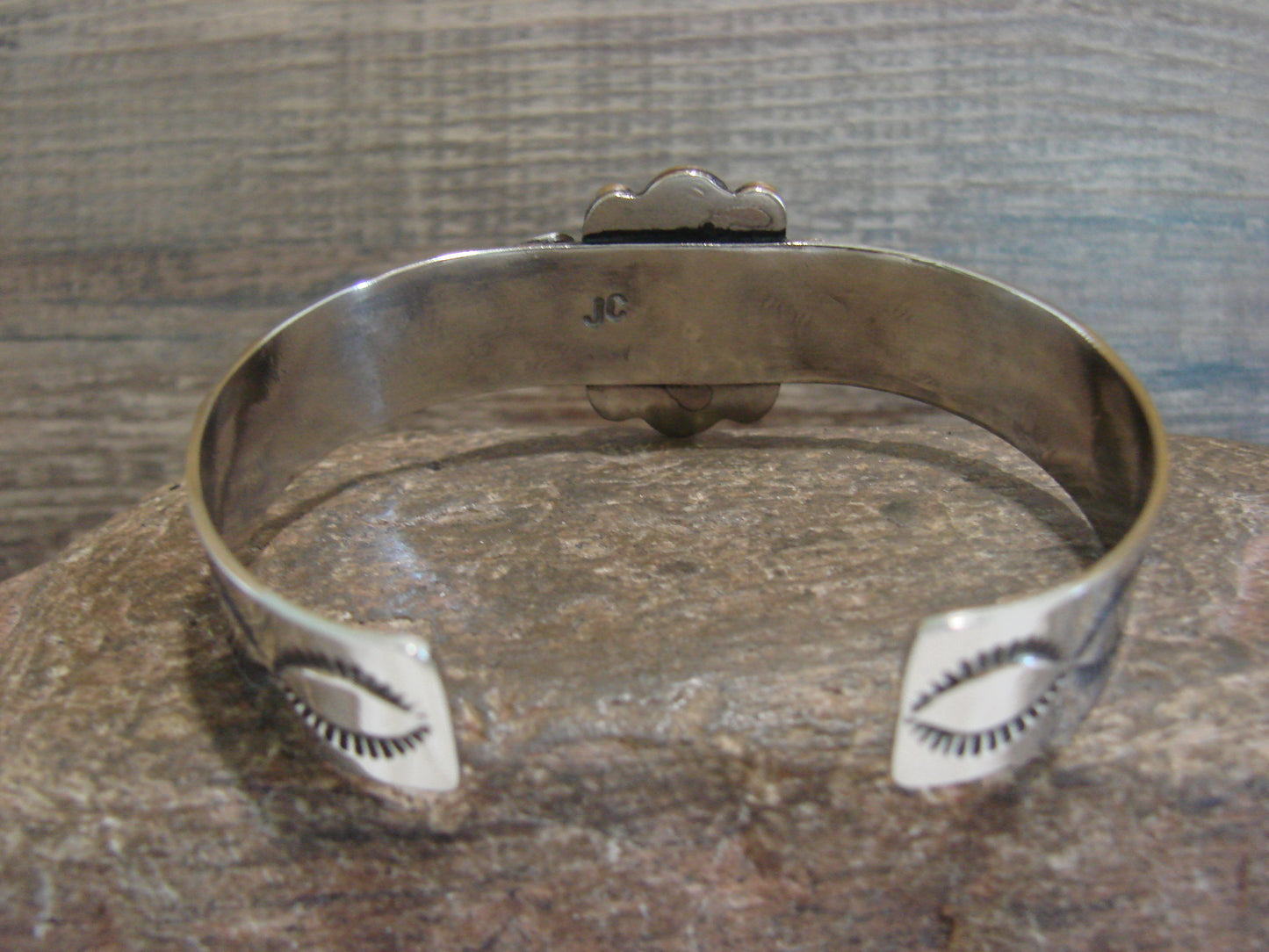 Navajo Indian Nickel Silver & Onyx Bracelet by Cleveland