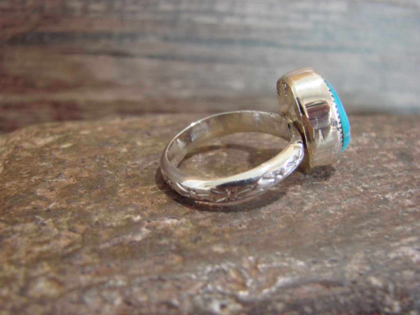 Native American Sterling Silver & Turquoise Ring by Pino - Size 5