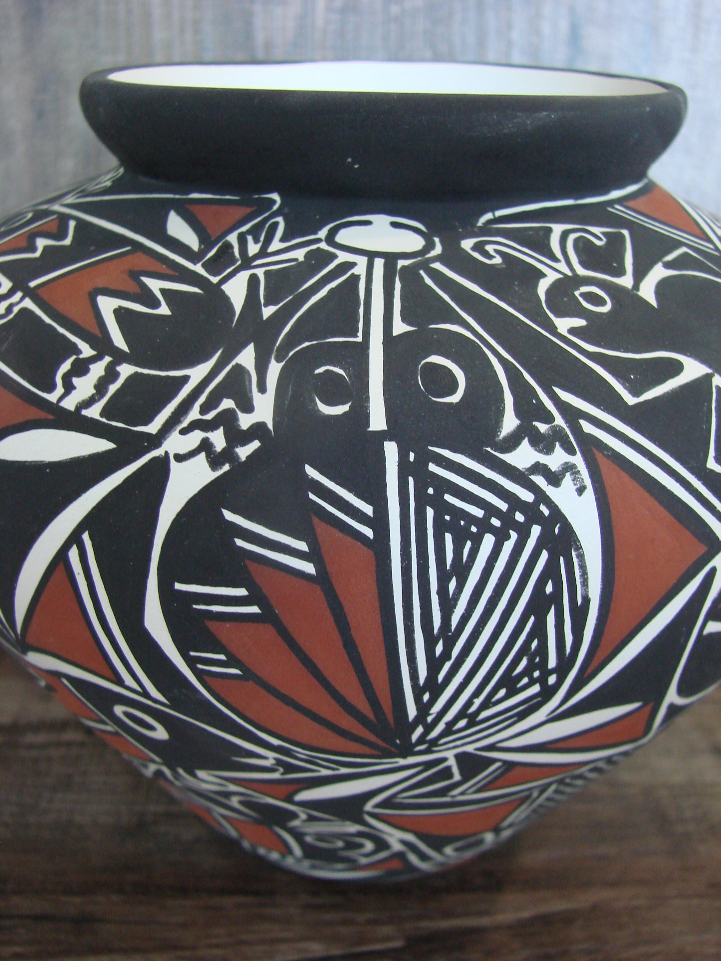Native American Hand Painted Insect Acoma Pottery by Estevan