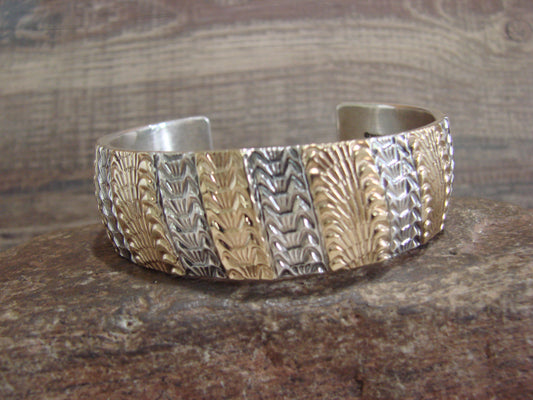 Apache Indian Sterling Silver & Gold Cuff Bracelet Signed Marc Antia