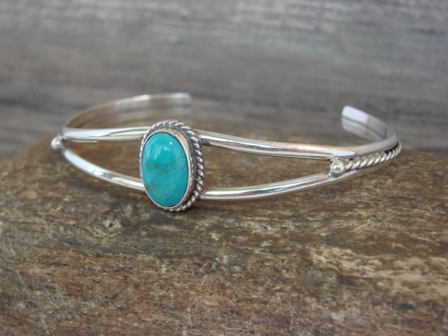 Native American Sterling Silver & Turquoise Bracelet by Henio