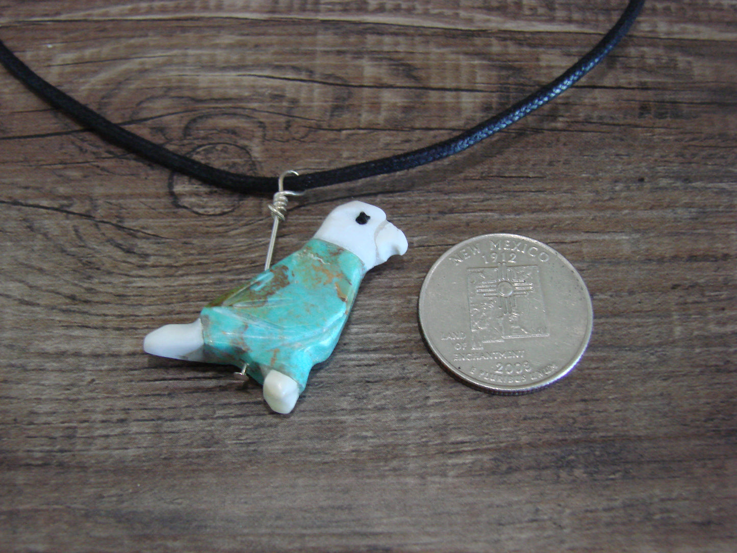 Hand Carved Turquoise Eagle Fetish Necklace by Matt Mitchell