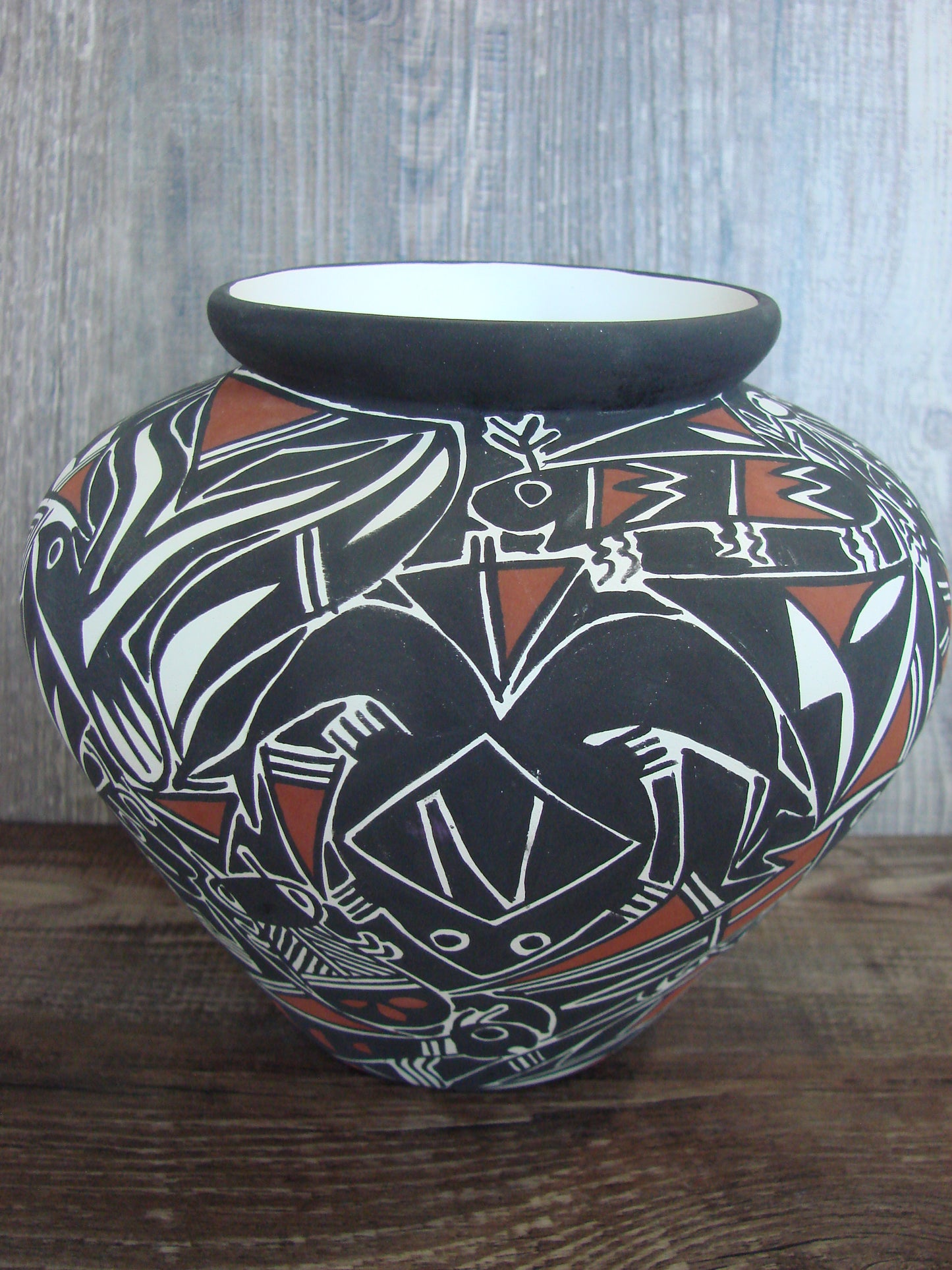 Native American Hand Painted Insect Acoma Pottery by Estevan