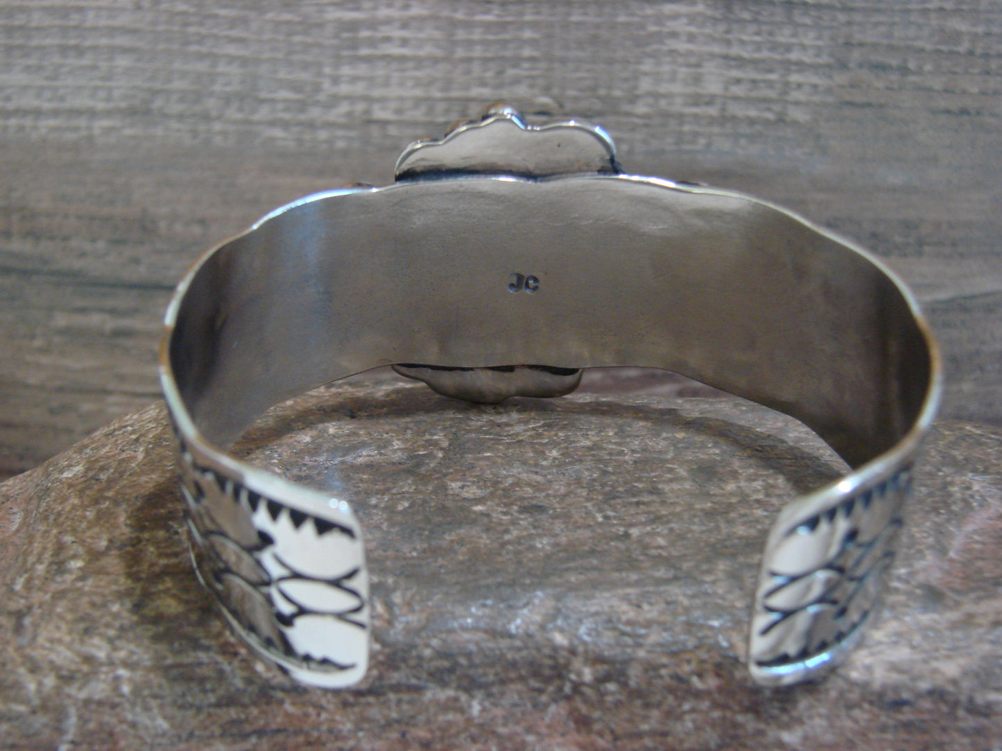 Native American Nickel Silver & Turquoise Bracelet by Cleveland