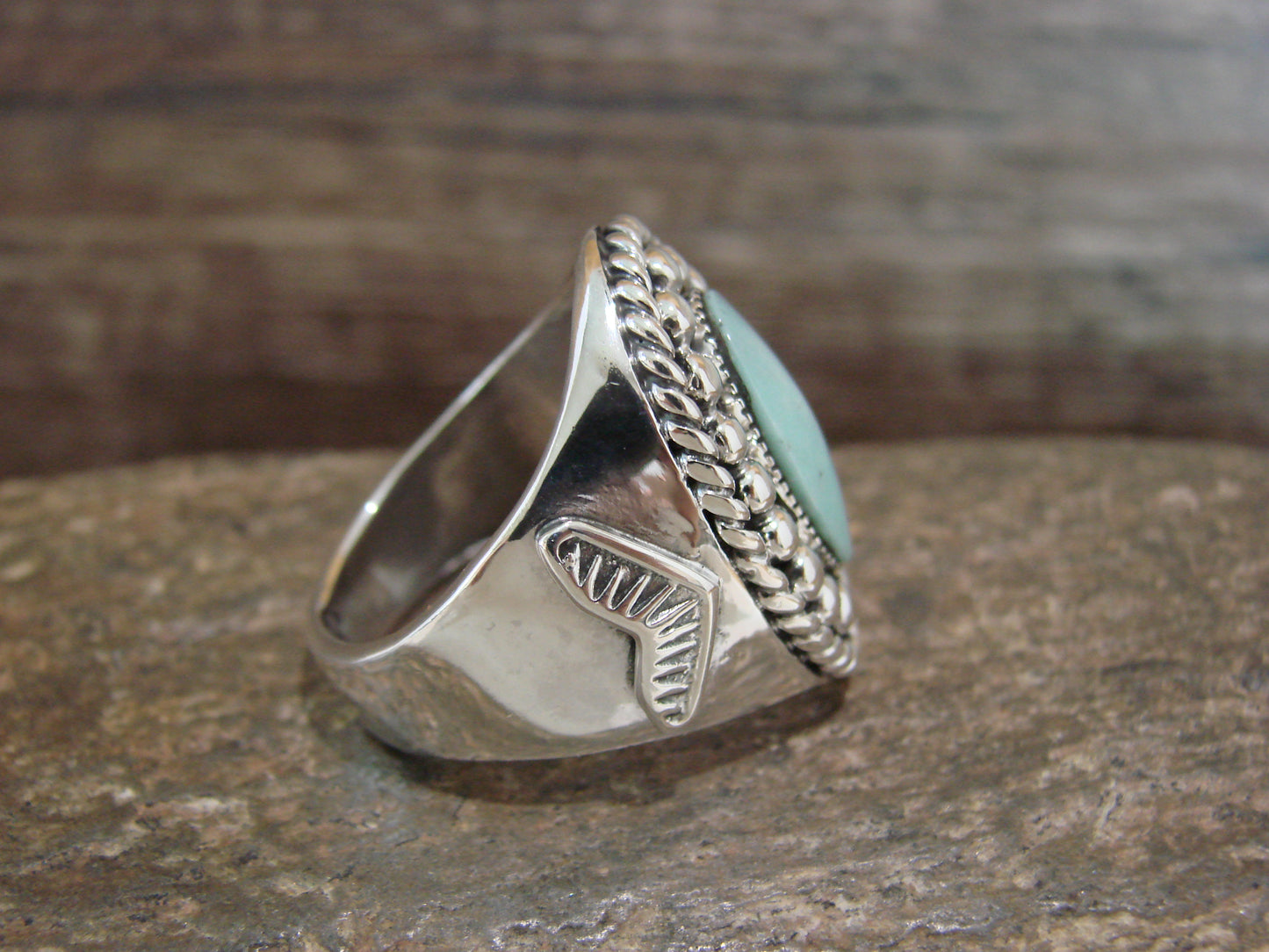 Native American Sterling Silver & Turquoise Ring by Yazzie - Size 10