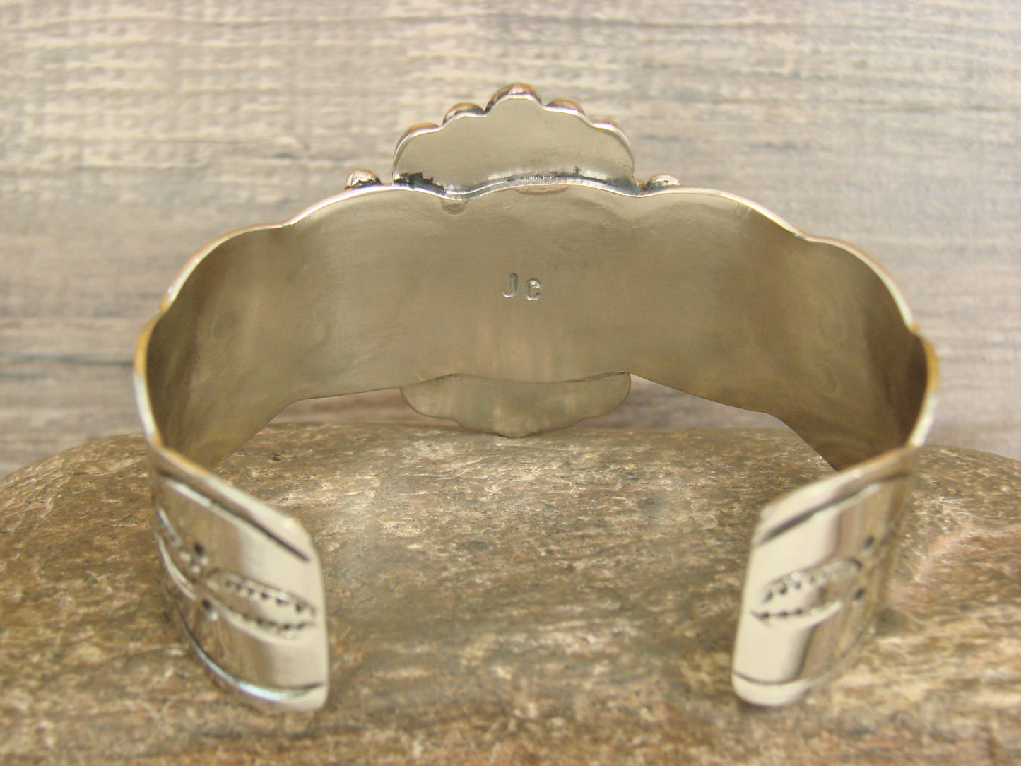 Native American Nickel Silver & Turquoise Bracelet by Cleveland