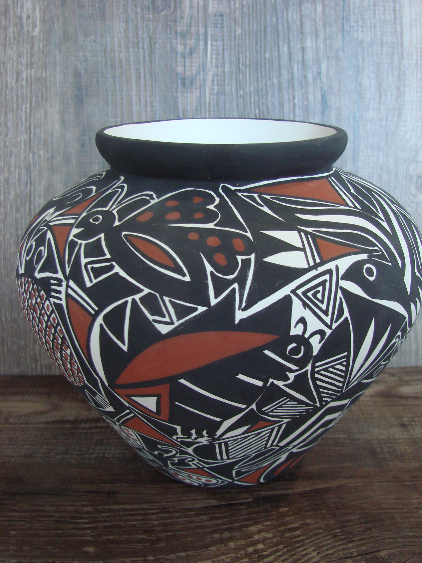 Native American Hand Painted Insect Acoma Pottery by Estevan