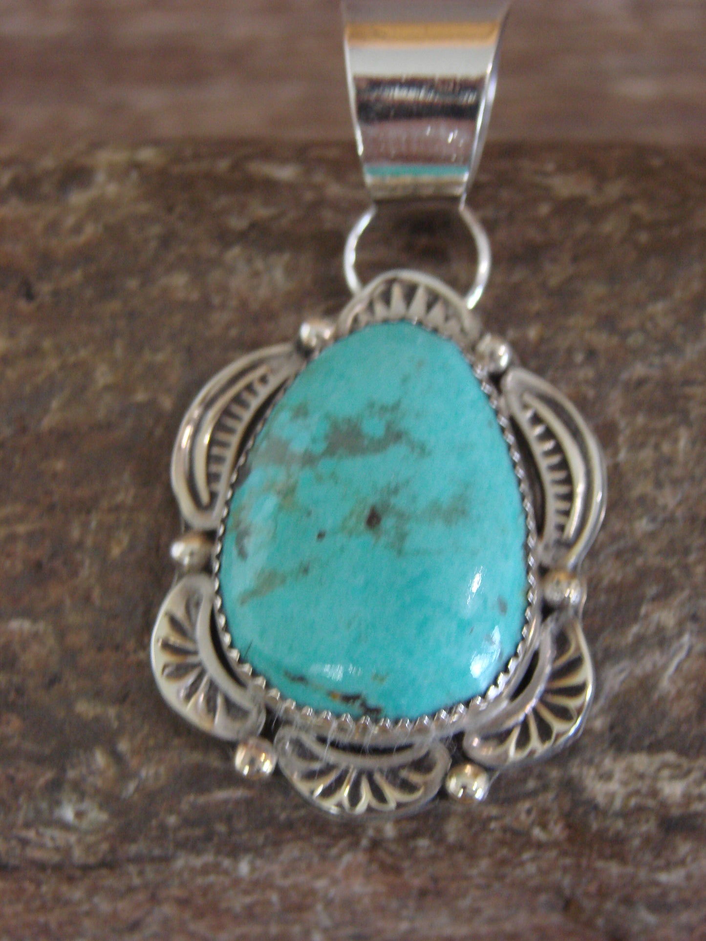 Native American Sterling Silver & Turquoise Pendant - Cleveland