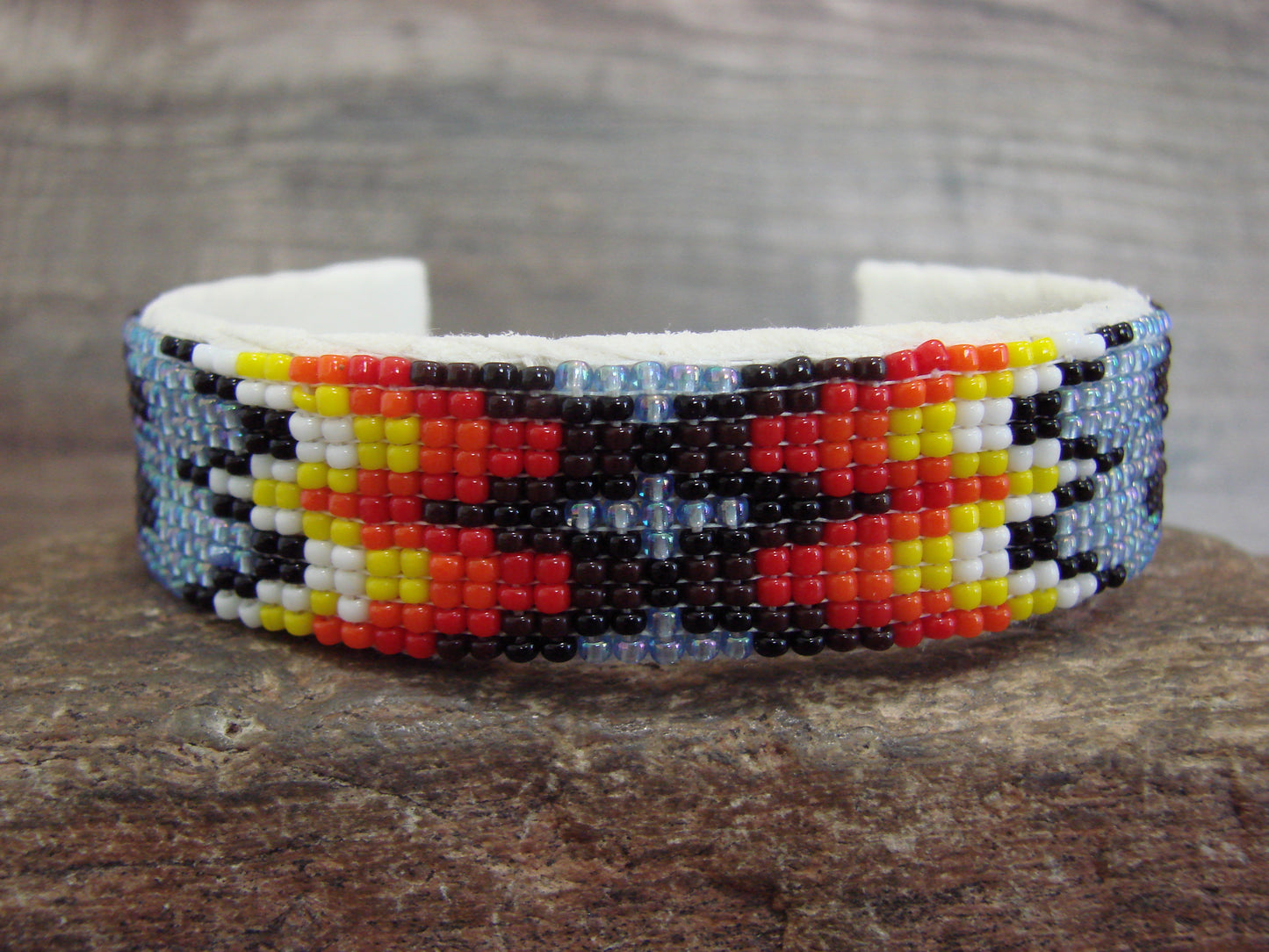 Native American Navajo Indian Hand Beaded 3/4" Bracelet by Cleveland