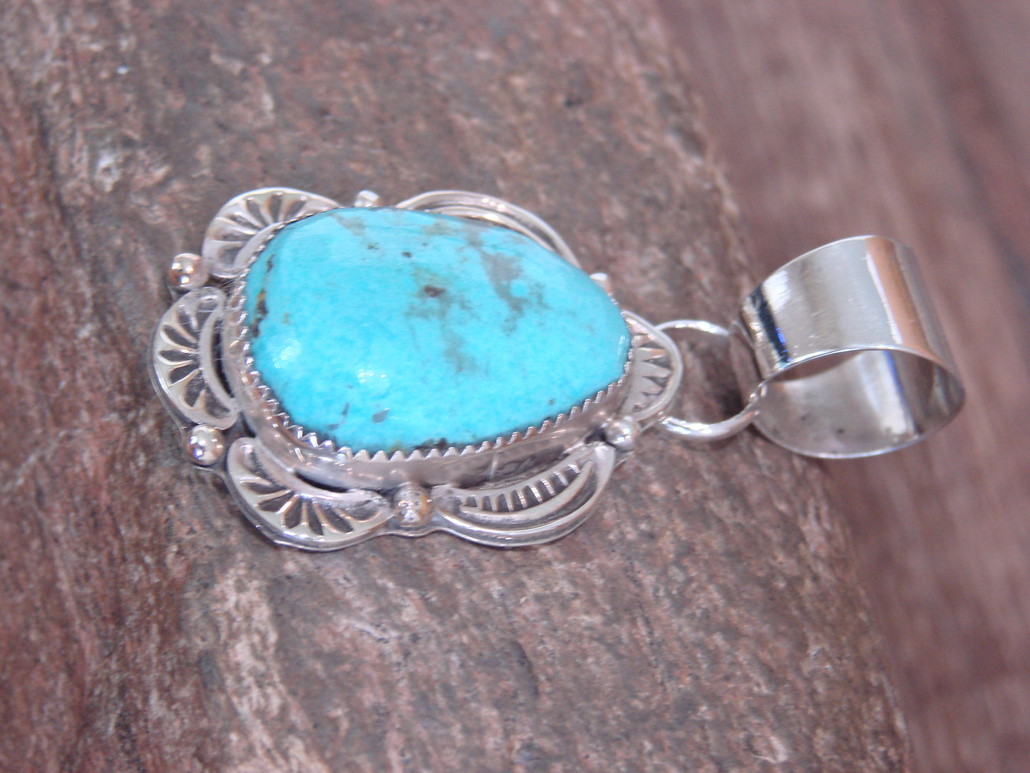 Native American Sterling Silver & Turquoise Pendant - Cleveland