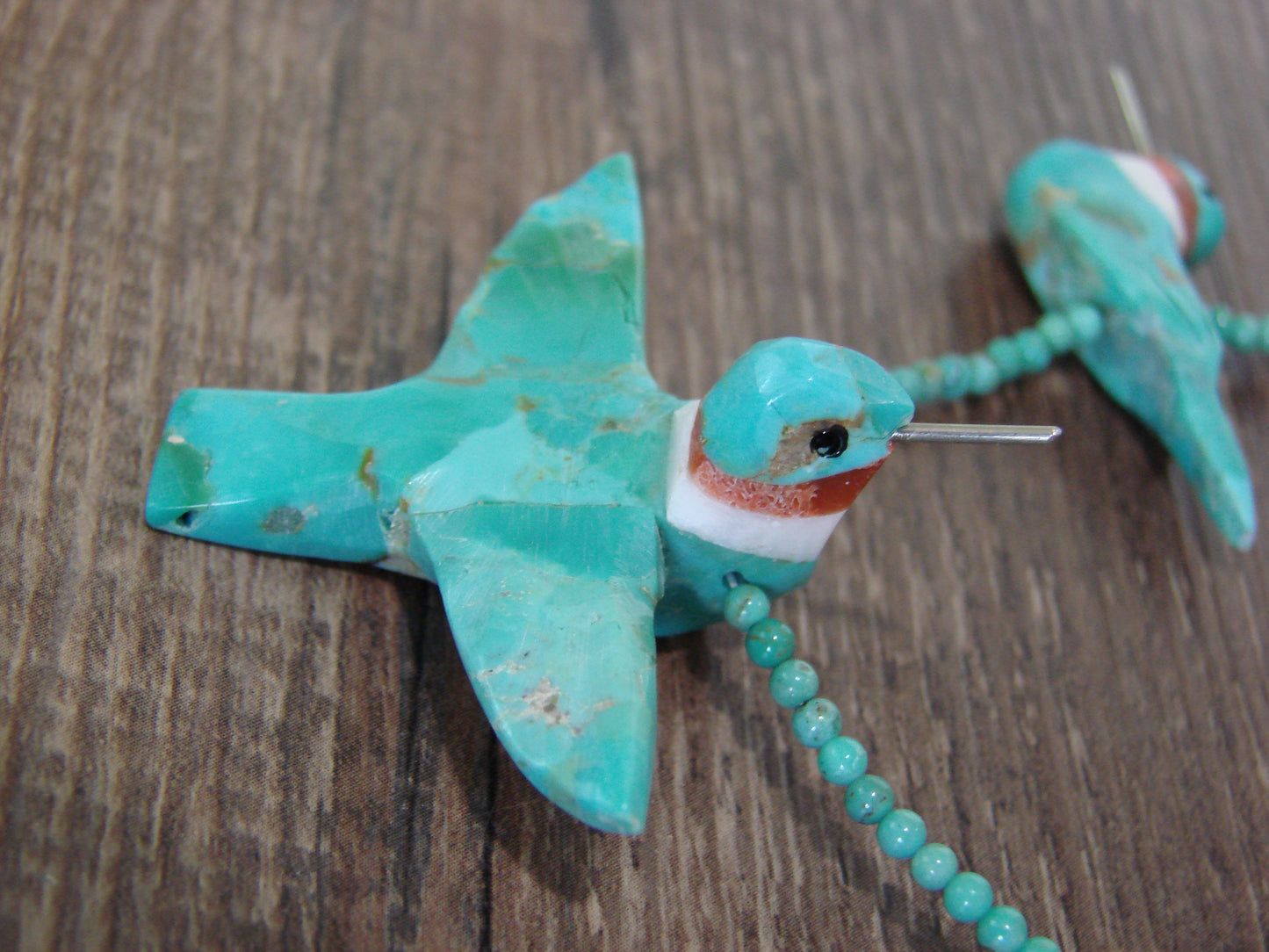 Hand Carved Turquoise Hummingbird Fetish Necklace Matt Mitchell