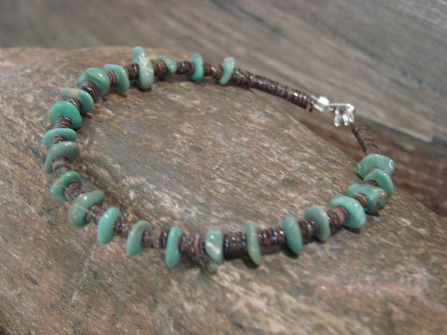 Native American Sterling Silver Turquoise Nugget Stone Bracelet by Coriz