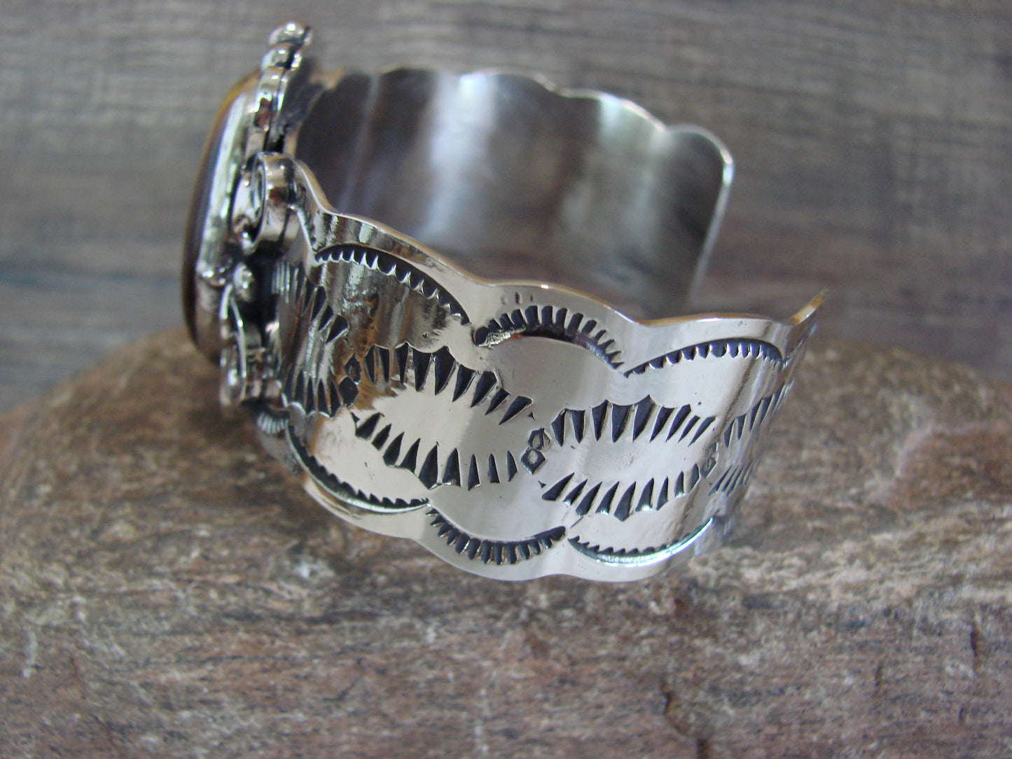 Navajo Indian Nickel Silver & Tiger Eye Bracelet by Cleveland