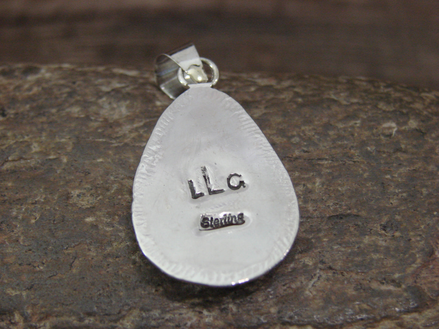Native American Sterling Silver & Turquoise Inlay Pendant by Lamy