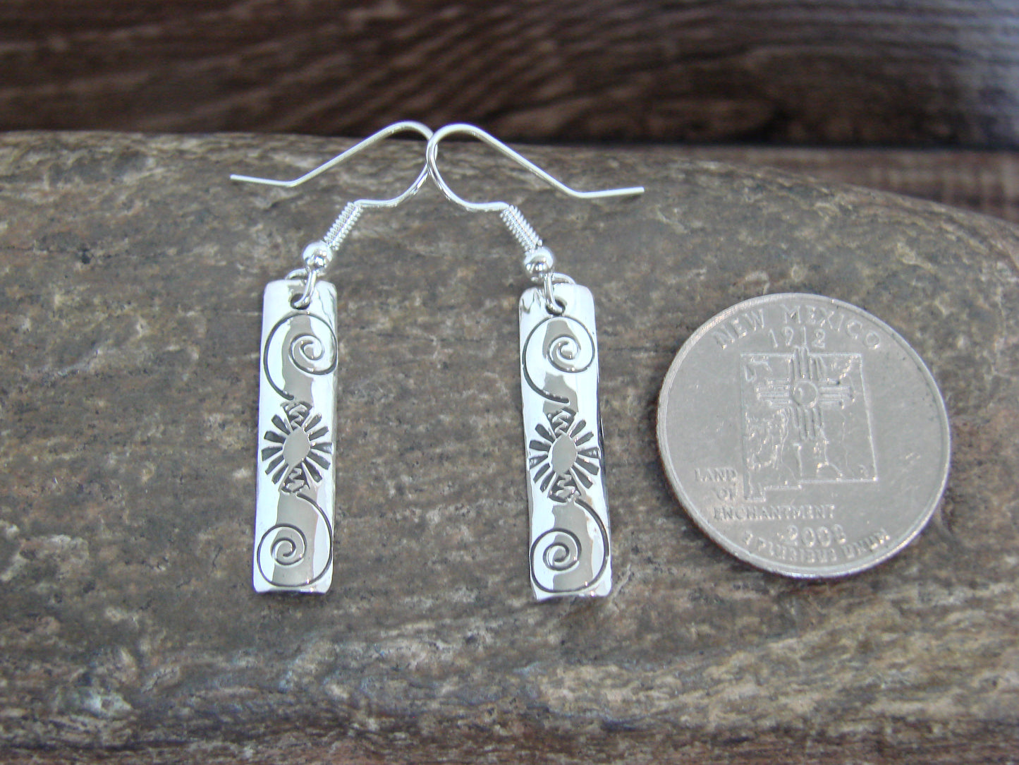 Native American Sterling Silver Dangle Earrings by Tahe