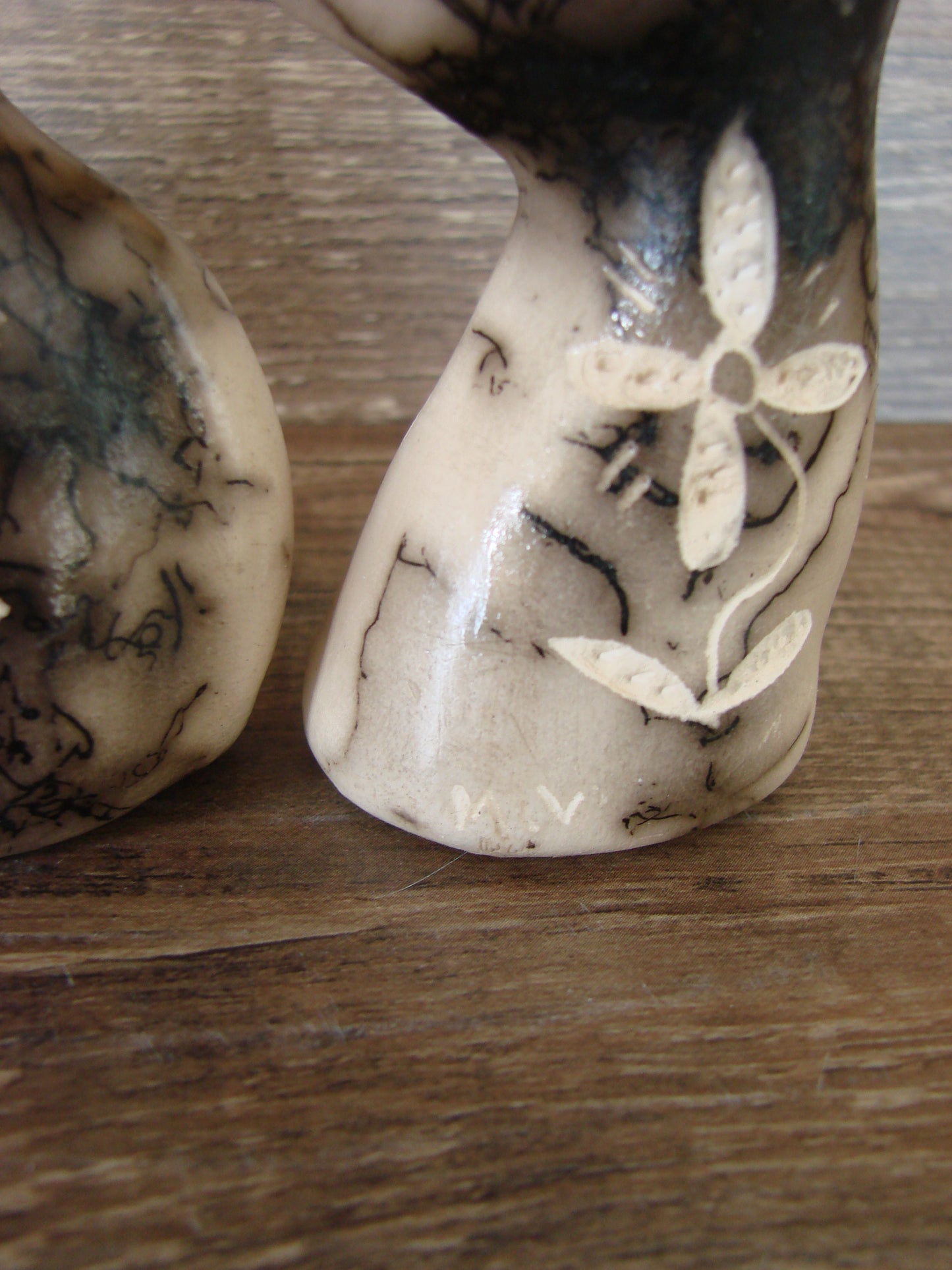 Native American Horse Hair Cat Pottery Set by Vail