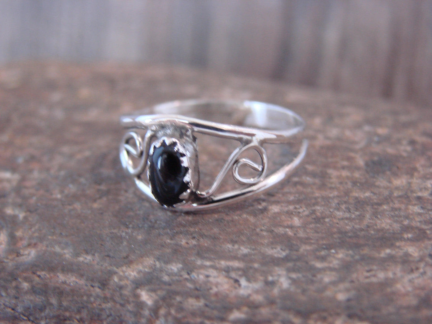 Native American Sterling Silver & Onyx Ring by Lincoln - Size 7