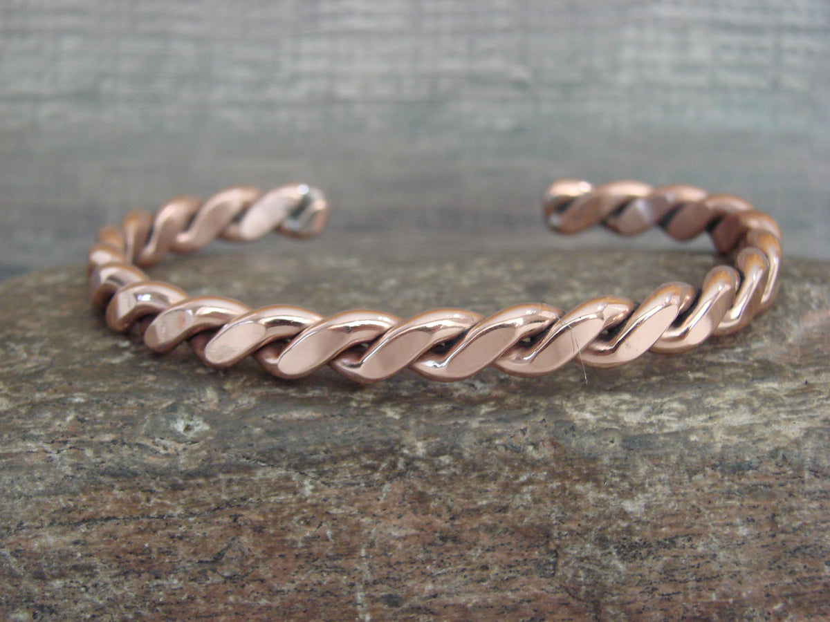 Native American Navajo Twisted Copper Bracelet by Elaine Tahe