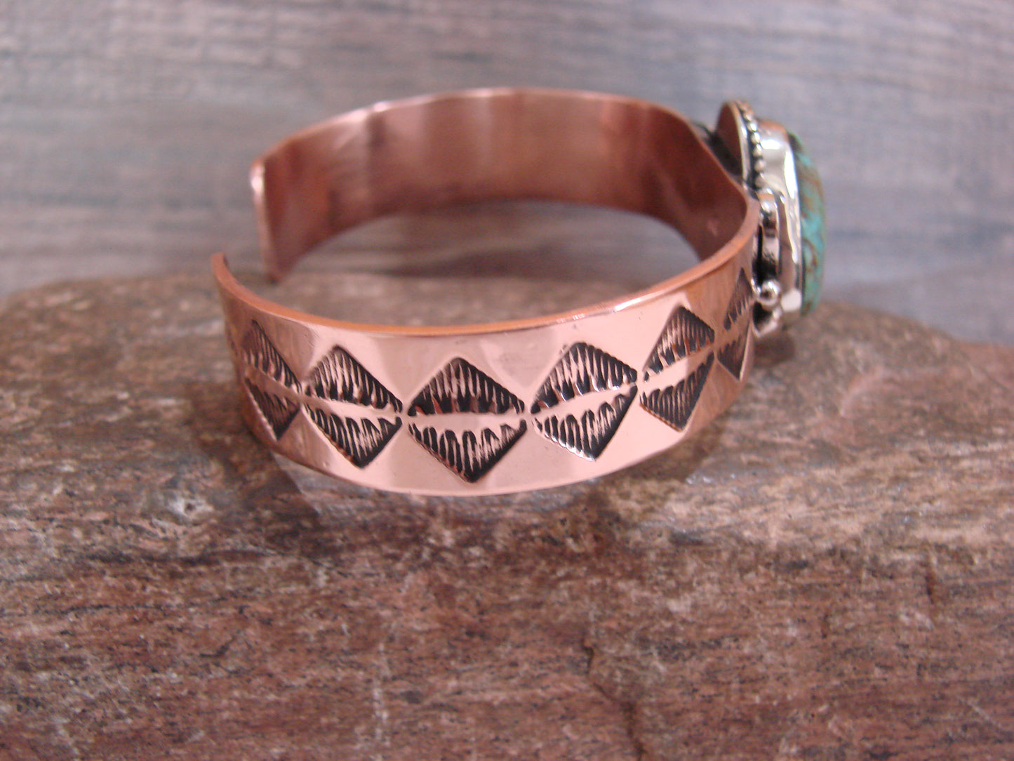Native American Copper & Turquoise Bracelet by Cleveland