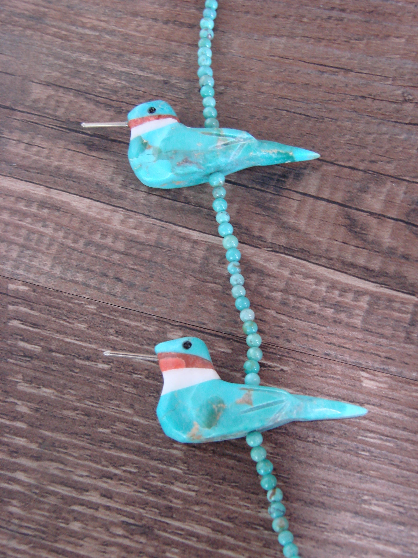 Hand Carved Turquoise Hummingbird Fetish Necklace Matt Mitchell
