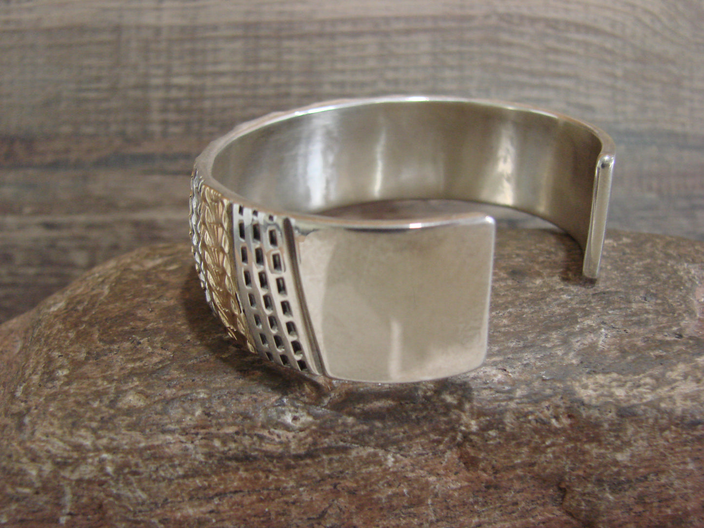 Apache Indian Sterling Silver & Gold Cuff Bracelet Signed Marc Antia